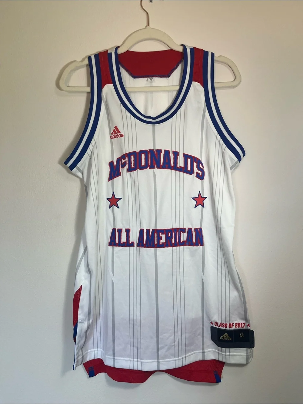 adidas White Red Blue McDonald's All American Basketball Jersey